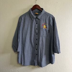 Disney Vintage Winnie The Pooh Gingham Plaid Button Up Blouse Women 22W/24W